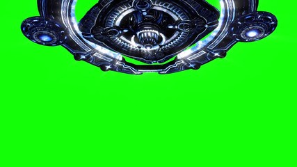 Alien Mothership 3D Rendering Green Screen