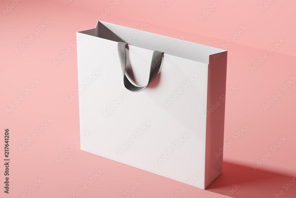 Poster stylish shopping bag isolated on pink background. top view. mock up. 3d rendering