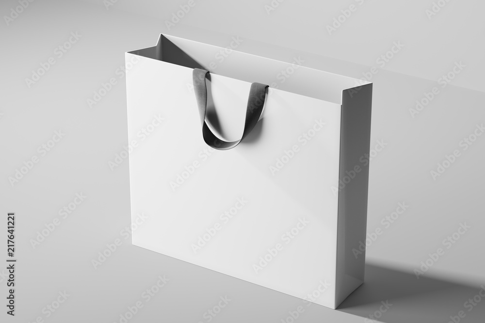 Poster white shopping bag on light background. top view. mock up. 3d rendering of the layout