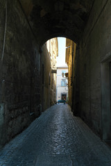 Orvieto,Italy-July 28, 2018: Alley in Orvieto, Umbria