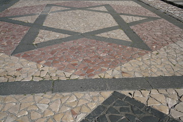 Orvieto,Italy-July 28, 2018: Stone pavement in front of Orvieto Cathedral