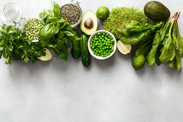 Healthy food clean eating source protein vegetarians top view