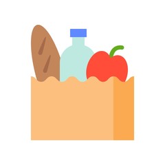 grocery bag, food and gastronomy set, flat icon