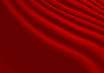 Abstract red fabric wave curve with blank space luxury background vector illustration.
