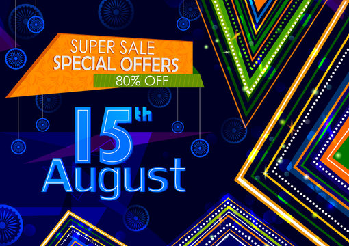 15th August, Happy Independence Day of India shopping sale and promotion advertisement background