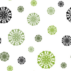 Light Green, Yellow vector seamless cover with beautiful snowflakes.