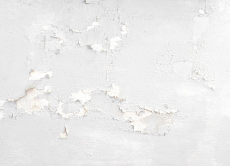 Antique White Wall with Cracked Peeling Paint Texture, Grunge Background
