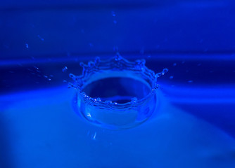 Water drop splash blue colored