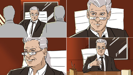 Portraits of an old man from storyboard