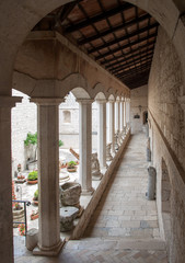 Cloister of Benedictine abbey of Montecassino. Italy
