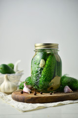 Traditional polish cucumbers in jar