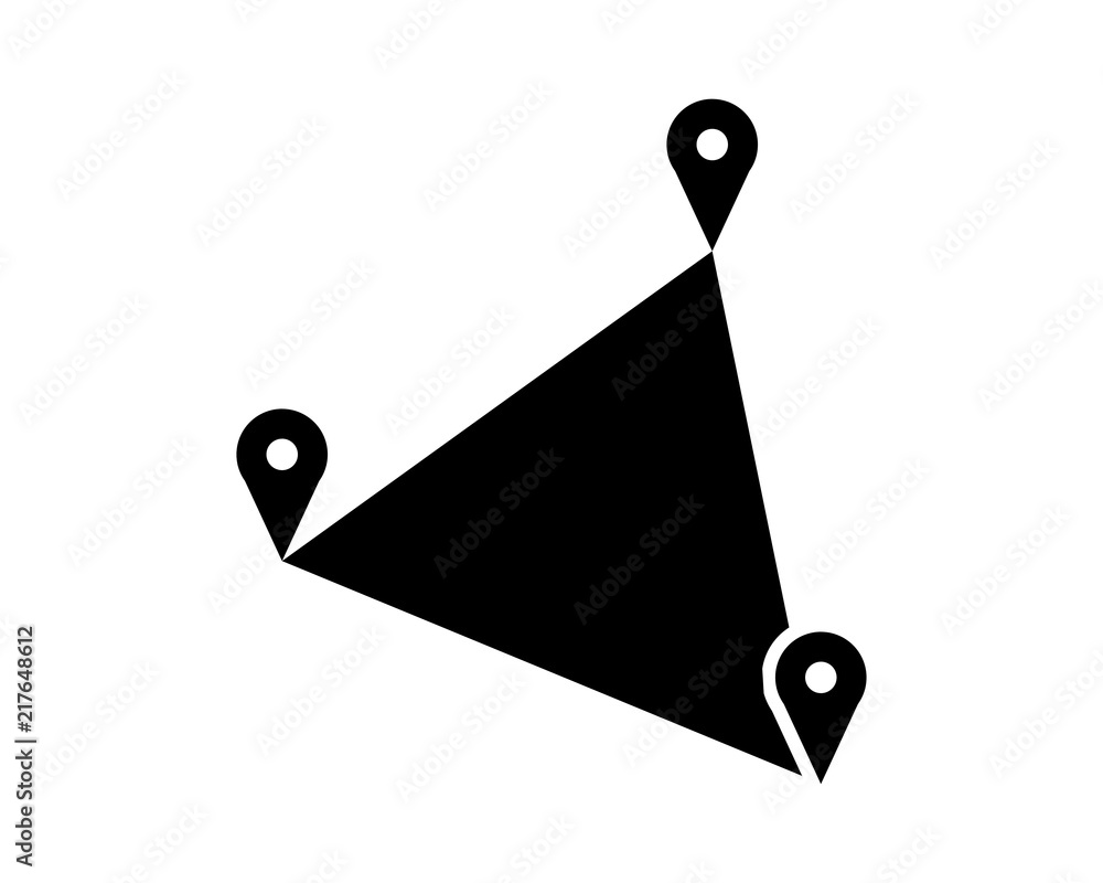 Canvas Prints triangle marker map black silhouette pin locate path image vector icon logo symbol