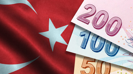 Turkish Lira with Turkish Flag