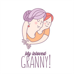 Family day. Happy older persons day. Vector illustration.