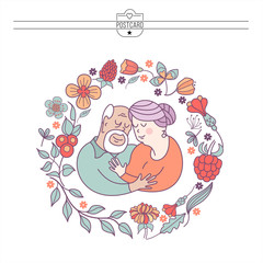 Family day. Happy older persons day. Vector illustration.