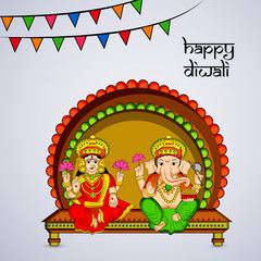 illustration of elements of hindu festival Diwali background
