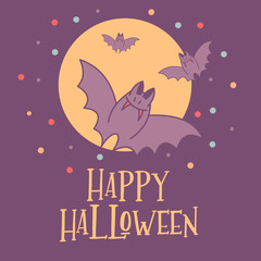 Happy Halloween vector illustration. Hand drawn greeting card, invitation for a Halloween party.