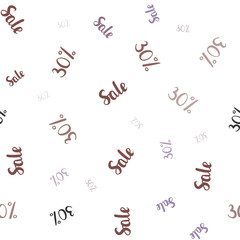 Light Purple, Pink vector seamless template with 30% selling.