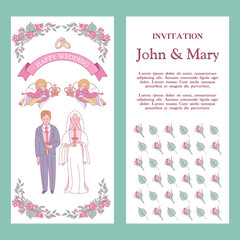Wedding card, wedding invitation. Happy weddings. Vector illustration. Wedding ceremony.