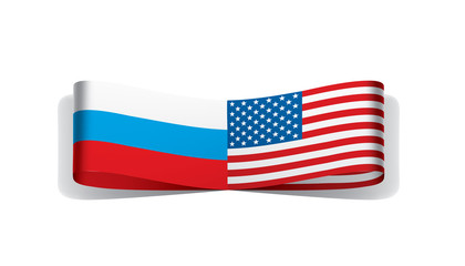 Russia and USA national flags. Vector illustration.