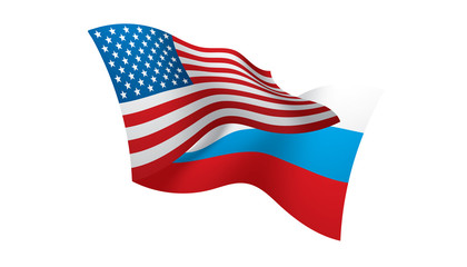 Russia and USA national flags. Vector illustration.