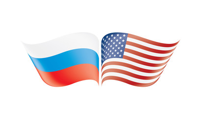 Obraz premium Russia and USA national flags. Vector illustration.