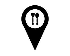 restaurant marker black silhouette pin locate path image vector icon logo symbol