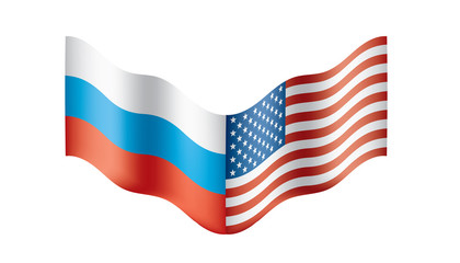 Obraz premium Russia and USA national flags. Vector illustration.