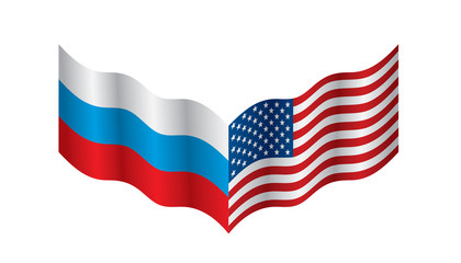 Russia and USA national flags. Vector illustration.