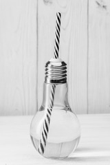 glass of water on the table, lamp concept idea