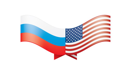 Russia and USA national flags. Vector illustration.