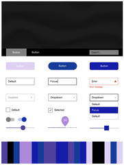 Dark Pink, Blue vector Material Design Kit with liquid shapes.