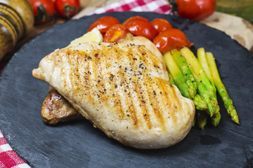 a dish of chicken breast