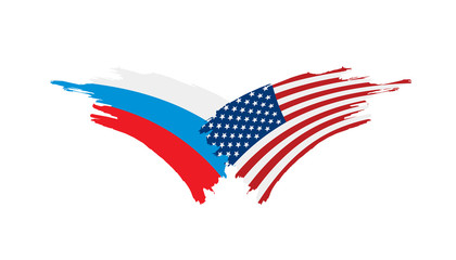 Russia and USA national flags. Vector illustration.