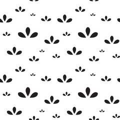 Leaf plants seamless pattern. Black and white seamless leaves background.