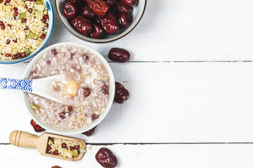 Eight Treasure Congee on traditional chinese festive porridge,