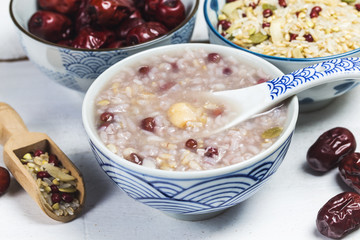 Eight Treasure Congee on traditional chinese festive porridge, - obrazy, fototapety, plakaty