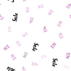 Light Pink vector seamless texture with selling prices 30, 40, 50, 70 %.