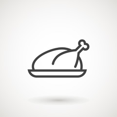 Hot Chicken Turkey line Icon Thanksgiving Day.