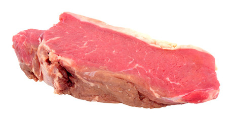Raw thick cut sirloin steak isolated on a white background