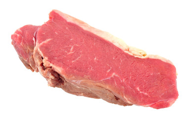 Raw thick cut sirloin steak isolated on a white background