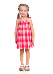 Cute little girl isolated on a white background