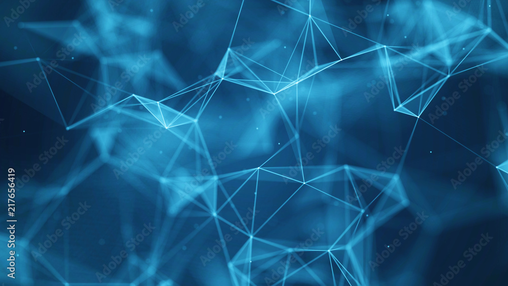 Poster Data technology background. Big data visualization. Connecting dots and lines. Science background. 3D rendering. 4k.