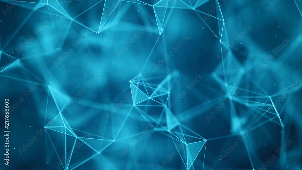 Leinwandbilder Data technology background. Big data visualization. Connecting dots and lines. Science background. 3D rendering. 4k.