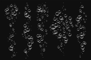 Bubbles under water vector illustration on black background
