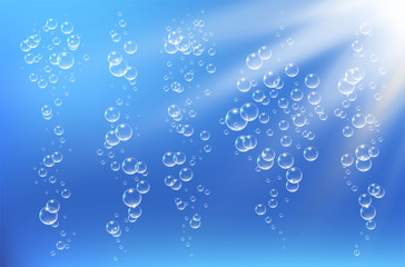 Bubbles under water vector illustration on blue background