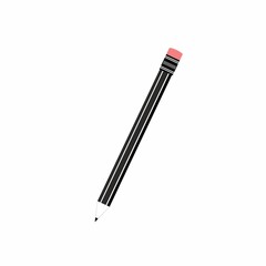 Symbol of a simple pencil on a white background. Simple pencil with eraser