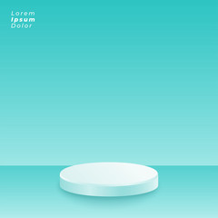 blue studio background with podium