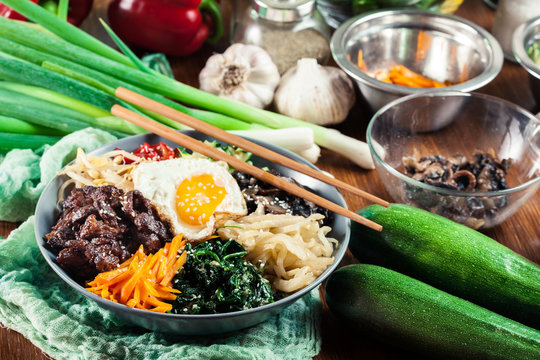 Bibimbap - rice with beef and vegetables