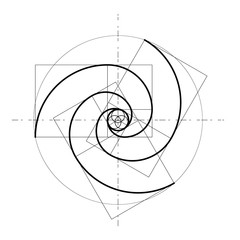 Minimalistic style design. Golden ratio. Geometric shapes. Circles in golden proportion. Futuristic design. Logo. Vector icon. Abstract vector background